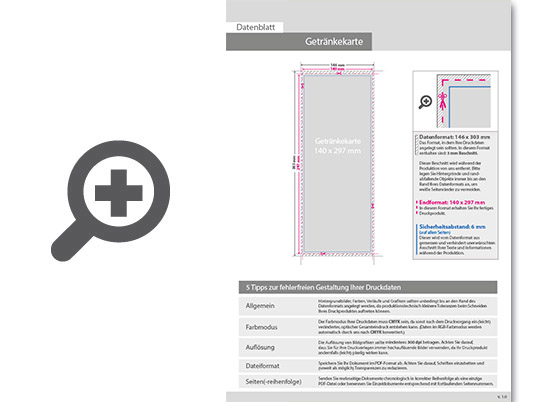 Product Bild getr__nkekarte_mit_3-fach_drahtheftung__endformat_14_0_cm_x_29_7_cm__20-seitig