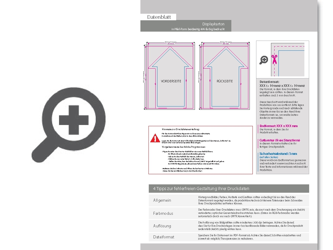 Product Bild displaykarton_in_pfeil-form_konturgefr__st___beidseitig_4_4-farbig_bedruckt