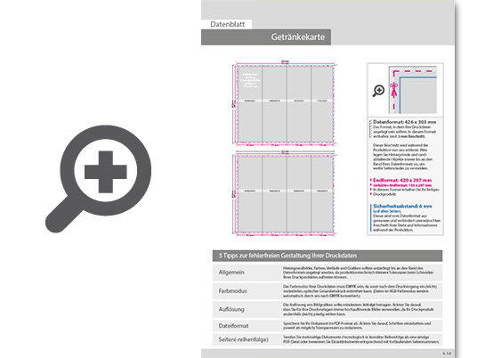Product Bild getr__nkekarte__gefalzt_auf_10_5_cm_x_29_7_cm__8-seiter_(doppelparallelfalz)